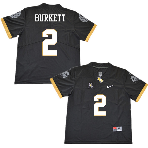 Men #2 Chequan Burkett UCF Knights College Football Jerseys Sale-Black